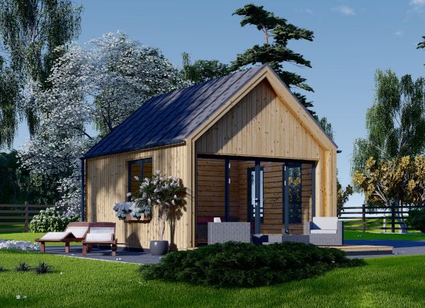 Prefab houten tuinhuis SALLY (Geïsoleerd PLUS, 44 mm + gevelbekleding), 20 m² avp.ui.product_images.thumbnail 1