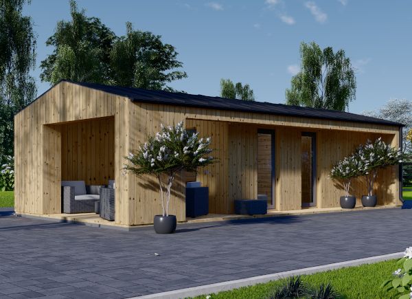 Prefab houten tuinhuis ANNA Modern (34 mm + gevelbekleding), 20 m² met 16 m² veranda avp.ui.product_images.thumbnail 1