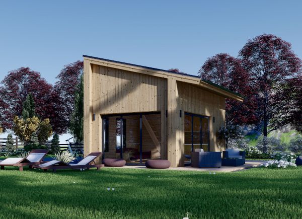 Prefab houten tuinhuis SOPHIA (44 mm + gevelbekleding), 20 m² met 15 m² zolder avp.ui.product_images.thumbnail 1