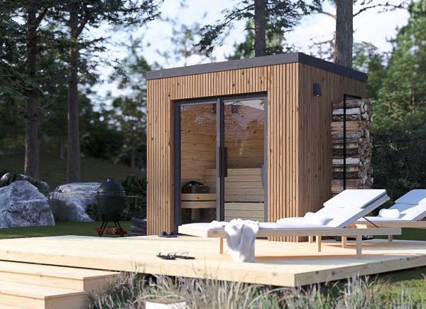Houten sauna OKO 2 (Thermowood) – 2,3×1,6 m, 2,7 m² thumbnail 1