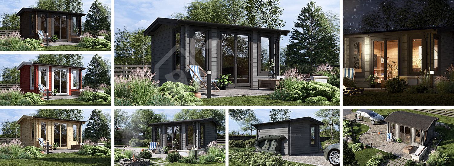 Tuinhuis blokhut POOLHOUSE (44 mm), 4x3 m, 12 m² visualisatie 1