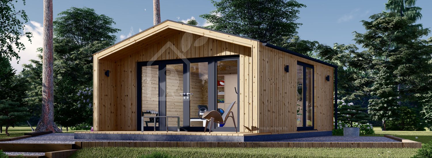 Prefab houten tuinhuis PIA (34 mm + gevelbekleding), 5x5 m, 25 m² visualisatie 1
