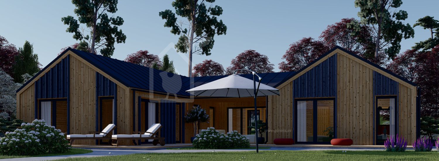 Houten huis SCARLET S (44 mm + gevelbekleding), 139 m² visualisatie 1