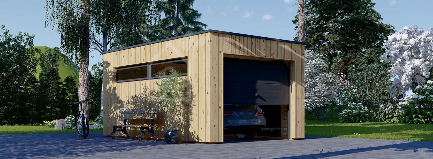 Houten garage SILVIA F (34 mm + gevelbekleding), 3,2x5,2 m, 16,6 m² visualisatie 1