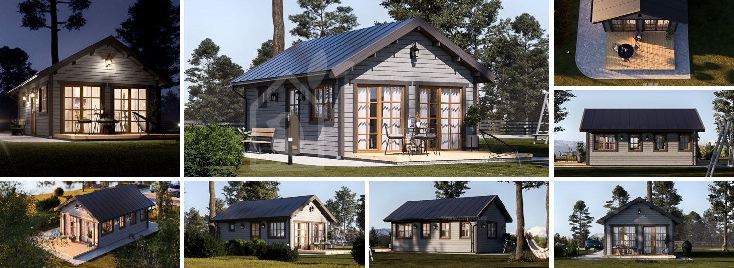 Tuinhuis blokhut ELSA (Geïsoleerd, 34 mm + gevelbekleding), 4x7 m, 28 m² visualisatie 1