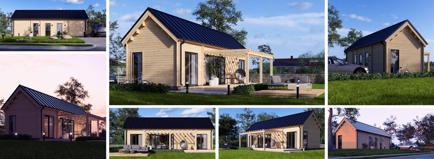 Houten huis ADALINE S (44 mm), 45 m² visualisatie 1
