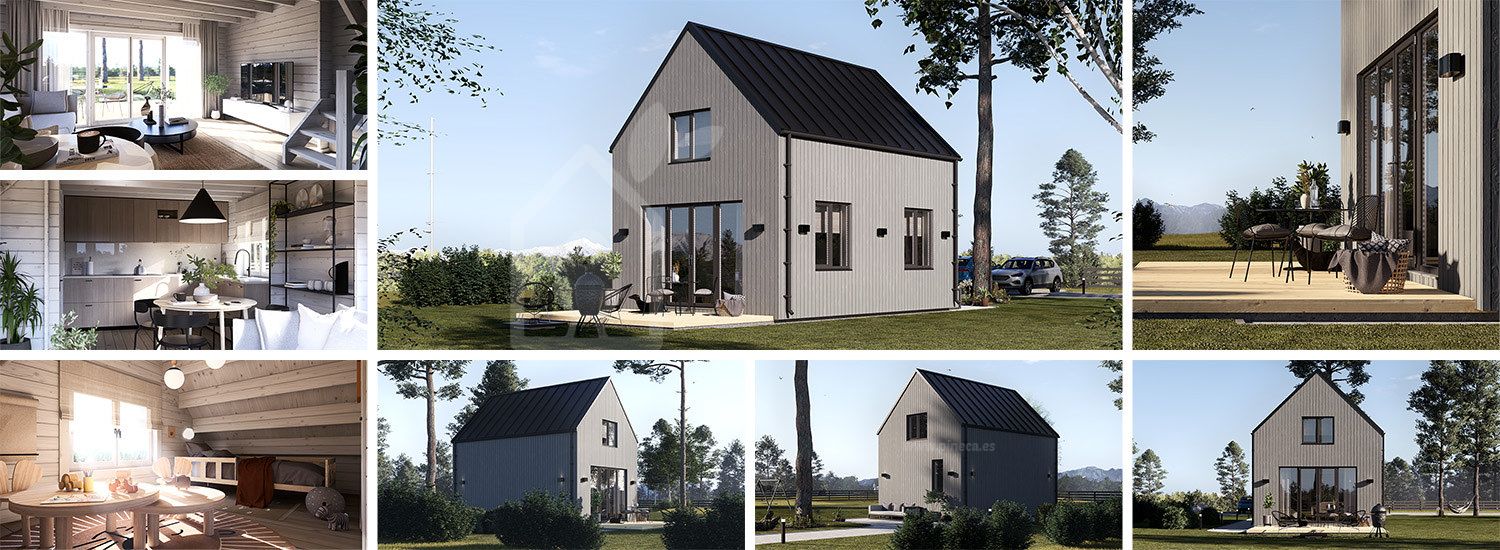 Houten huis ALINA RV (Geïsoleerd, Bbl), 46 m² visualisatie 1