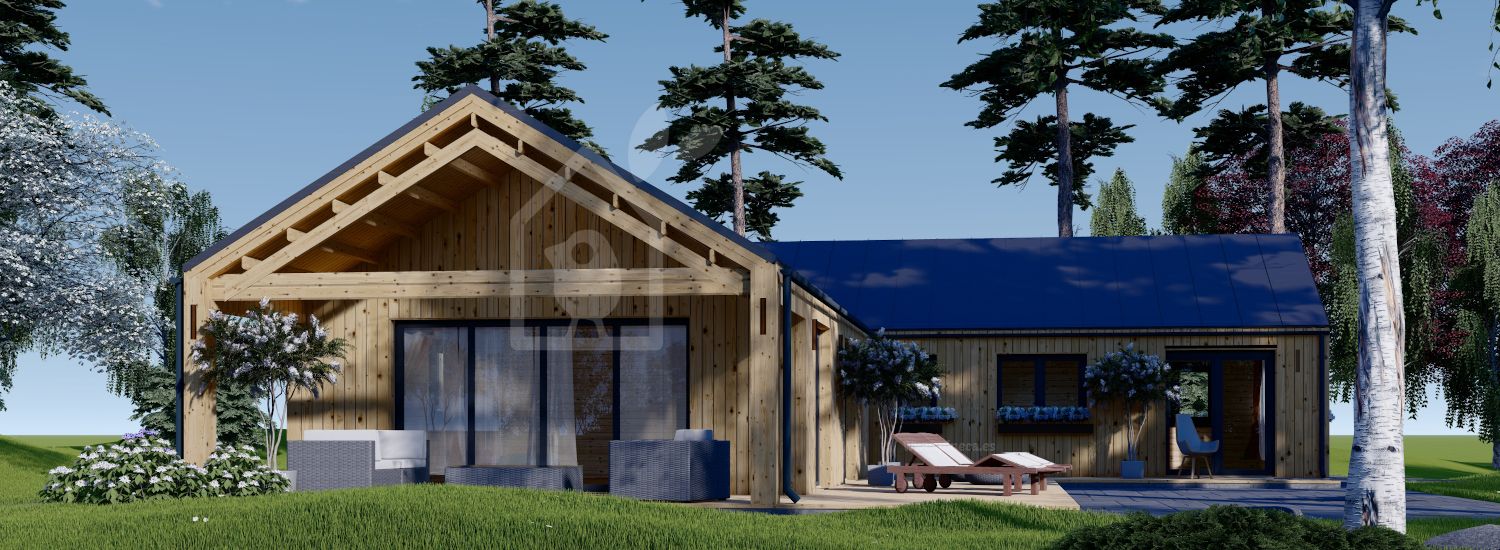 Houten huis TESSA (Geïsoleerd PLUS, 44 mm + gevelbekleding), 130 m² visualisatie 1