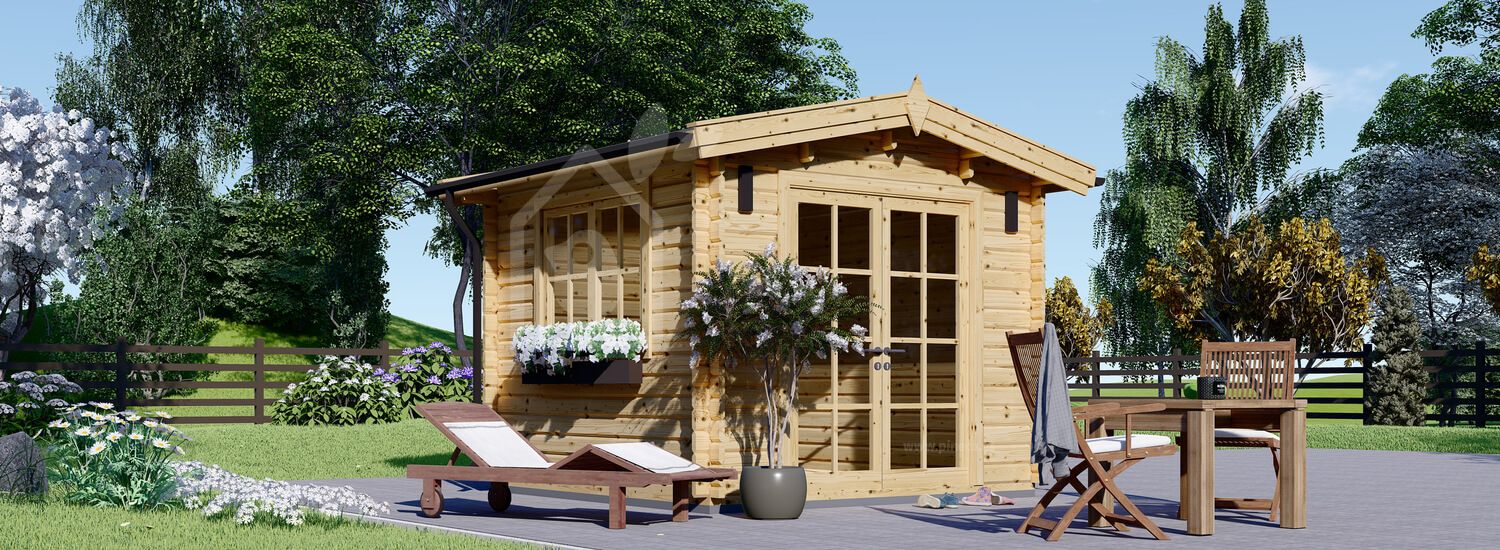 Tuinhuis blokhut ADAM S (44 mm), 3x3 m, 9 m² visualisatie 1