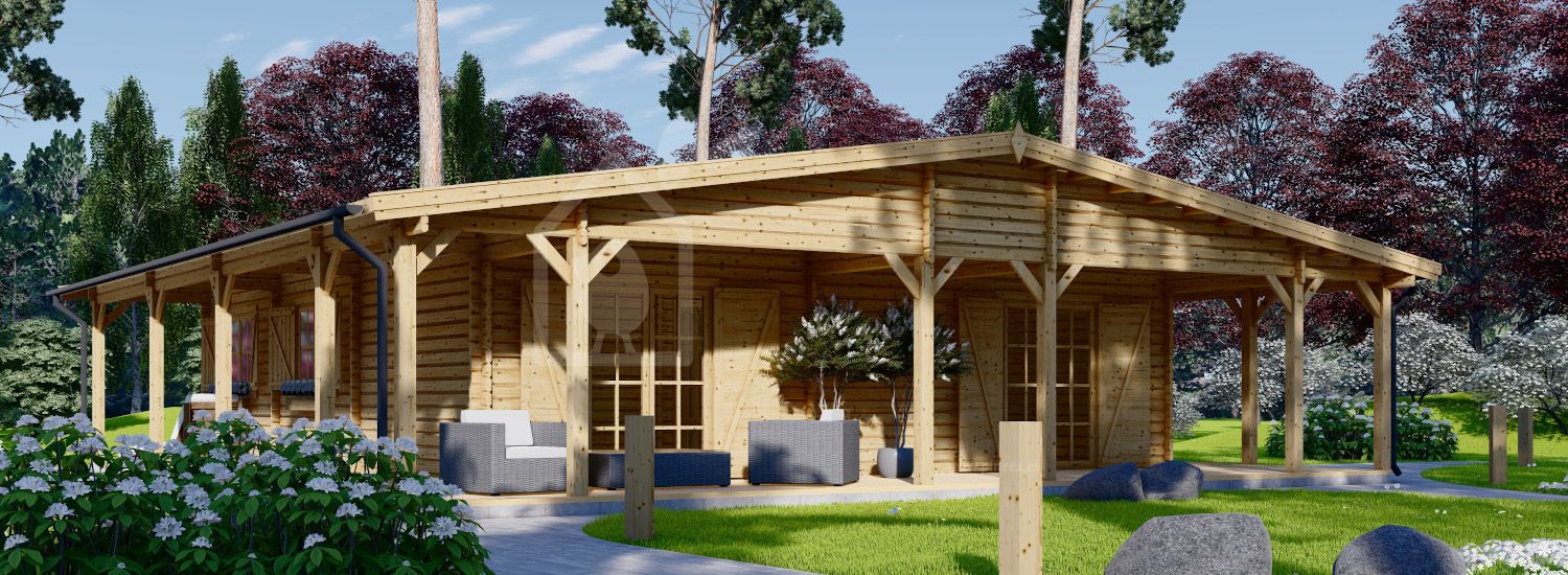 Houten huis CARLOTA S (58 mm), 90 m² visualisatie 1