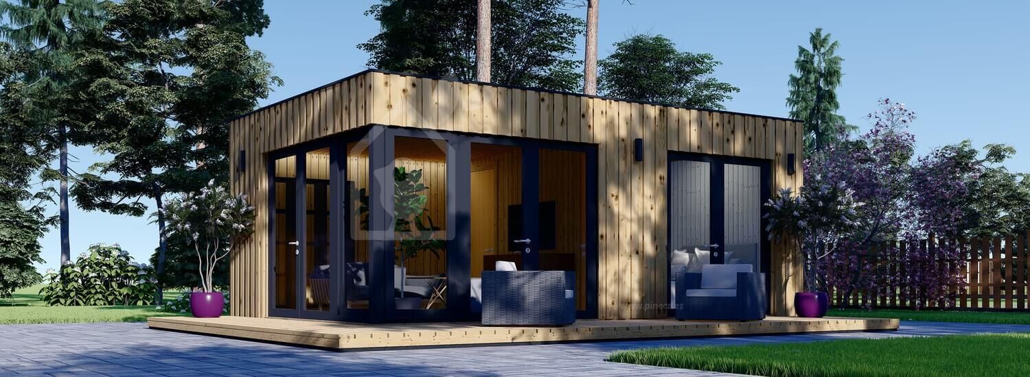 Prefab houten tuinhuis PREMIUM (Geïsoleerd PLUS, SIP panelen), 6,5x4,5 m, 30 m² visualisatie 1