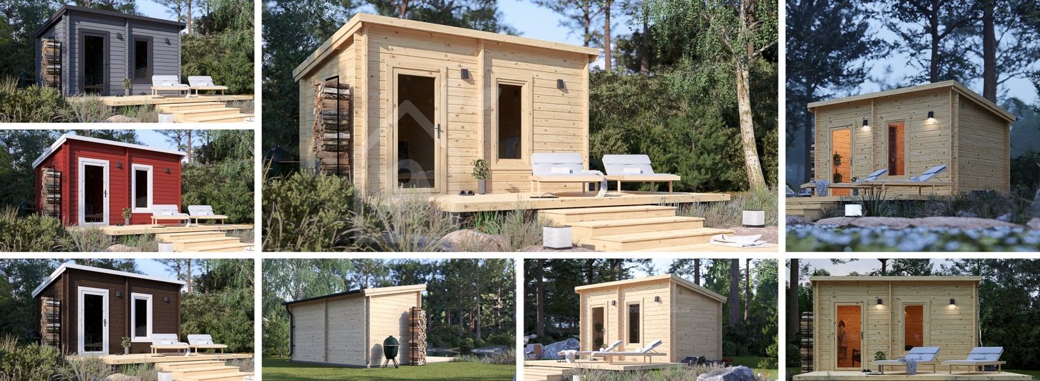 Buitensauna VIGOR (44 mm), 4.5x2.5 m, 4.9 m² visualisatie 1