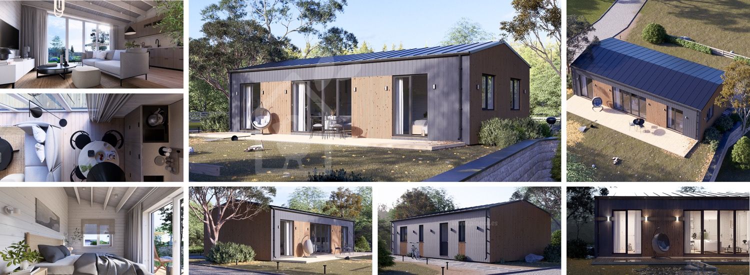Houten prefab woning NICOLE BBL PV (Geïsoleerd, Bbl), 70 m² visualisatie 1