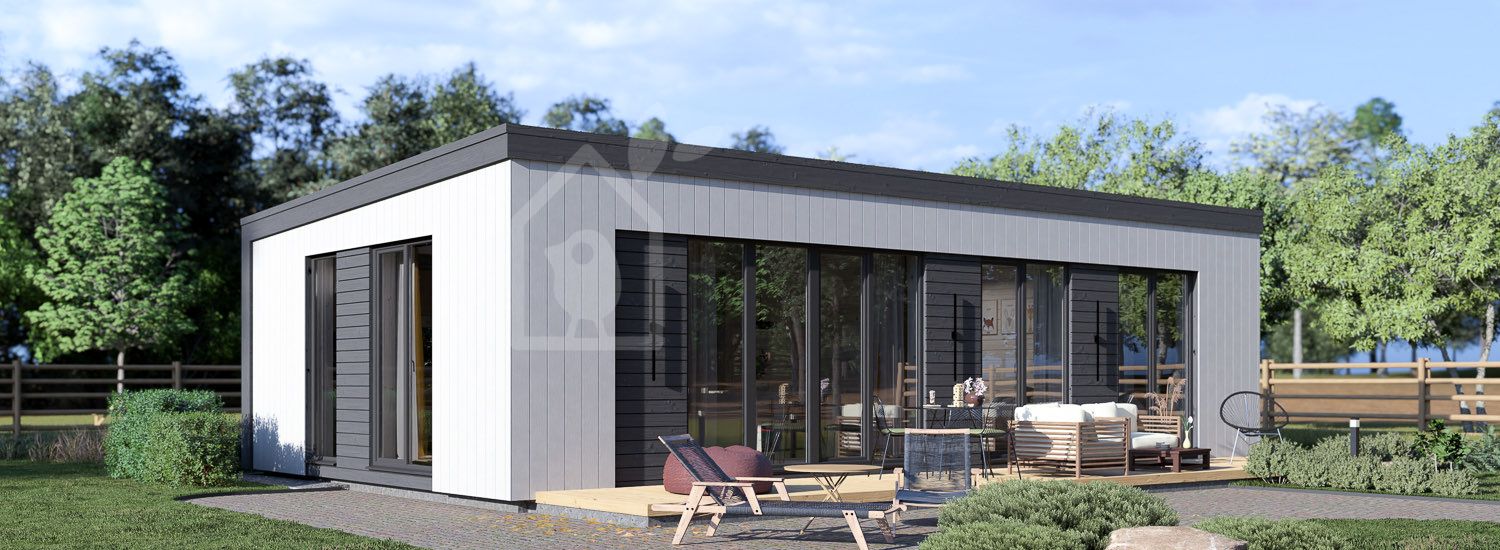 Houten prefab woning CARLA PV (Geïsoleerd, Bbl), 66 m² visualisatie 1