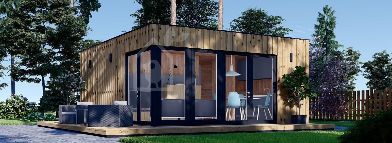 Prefab houten tuinhuis PREMIUM (Geïsoleerd PLUS, SIP panelen), 6x5 m, 30 m² visualisatie 1