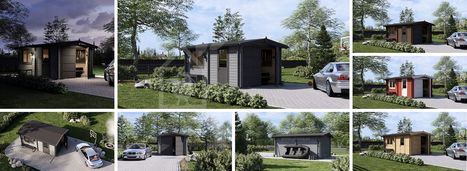 Houten garage CLASSIC (34 mm), 3,2x5,2 m, 16 m² visualisatie 1