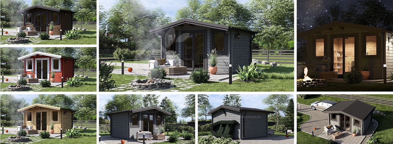 Tuinhuis blokhut OLYMP (34 mm), 4x3 m, 12 m² visualisatie 1