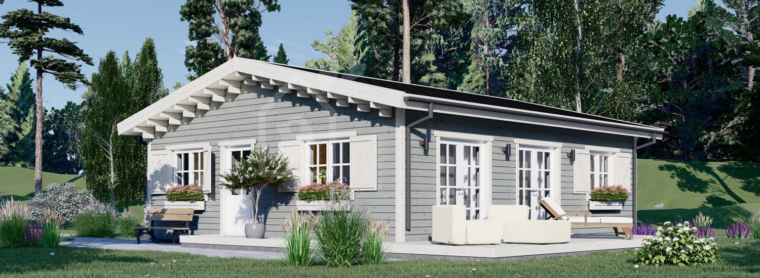 Houten huis ALICE S (44 mm + gevelbekleding), 63 m² visualisatie 1