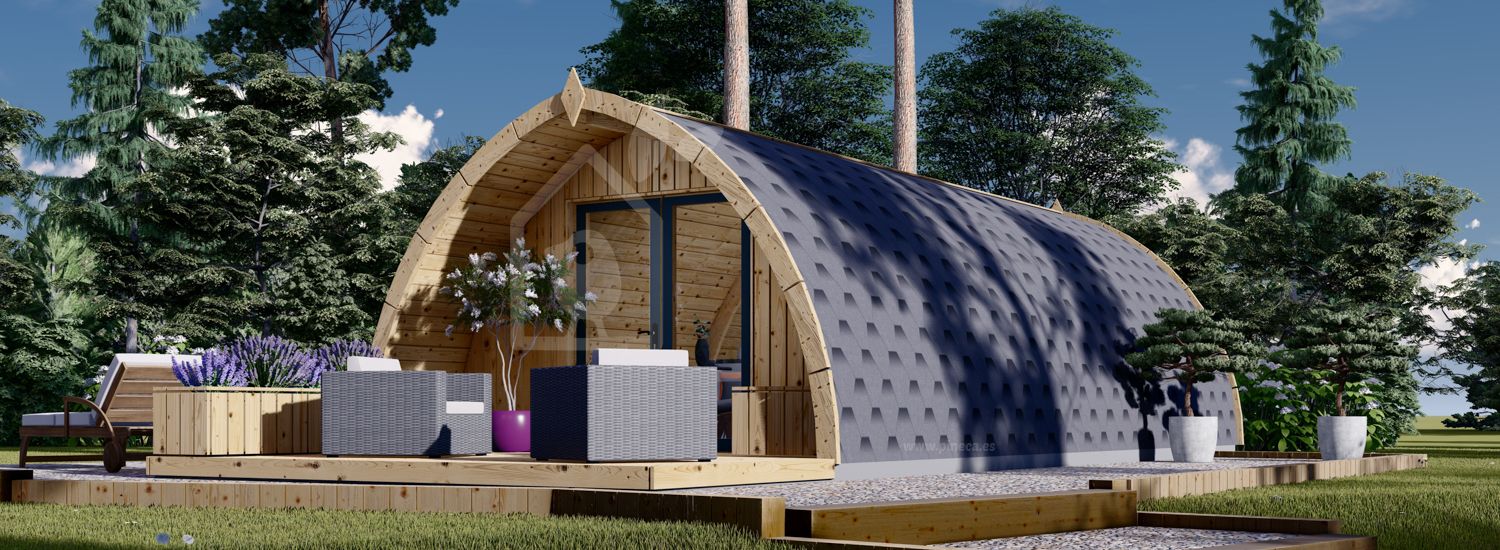 Tuinhuis - camping pod BRETA met twin slaapkamer (44 mm), 4x8 m, 32 m² visualisatie 1