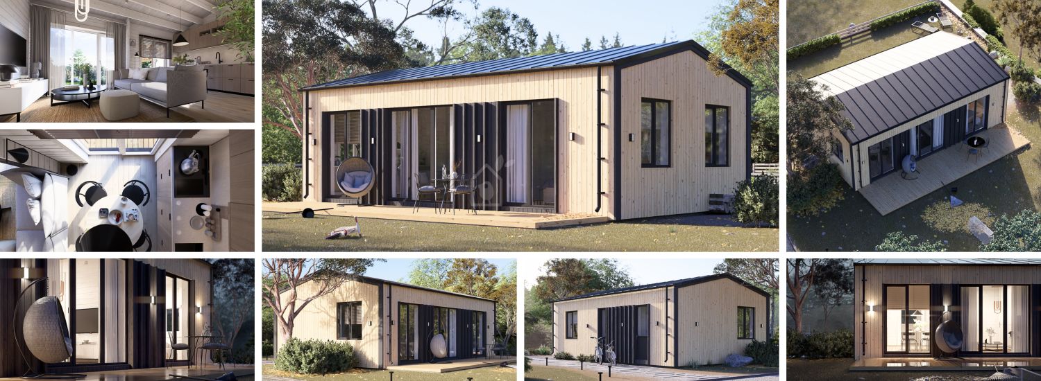 Houten huis SELENE RV (Geïsoleerd, Bbl), 54 m² visualisatie 1