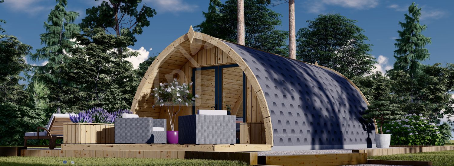 Tuinhuis - camping pod BRETA (44 mm), 4x6 m, 24 m² visualisatie 1
