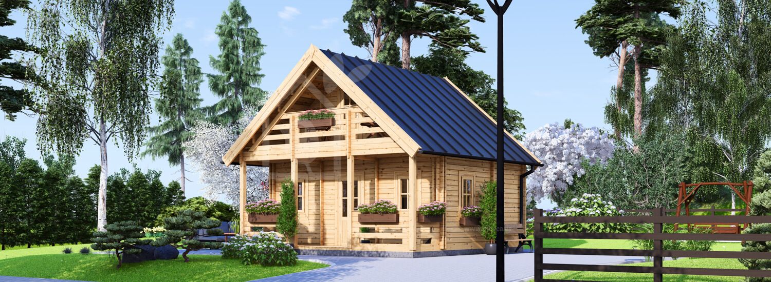 Houten huis LIVINGTON S (Geïsoleerd, 44+44 mm), 50 m² visualisatie 1