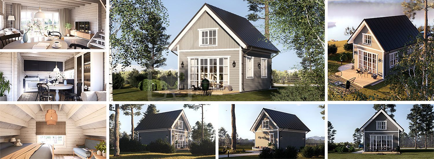 Houten huis KARINA RV (Geïsoleerd, Bbl), 46 m² visualisatie 1