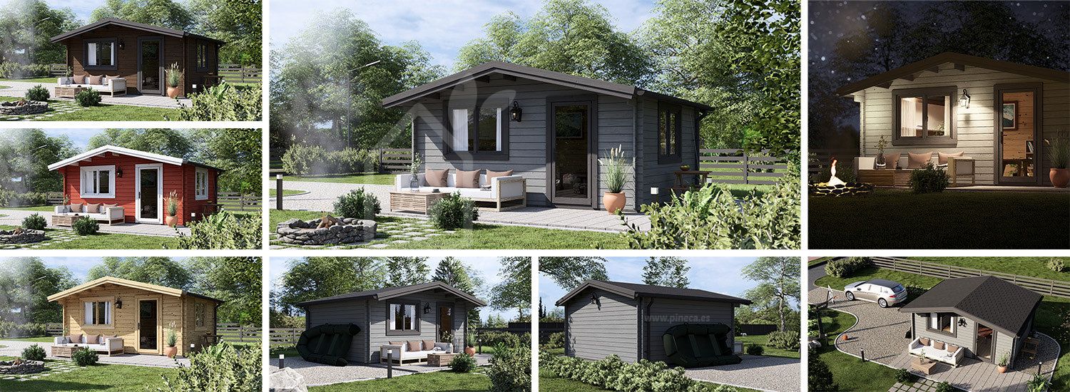 Tuinhuis blokhut DREUX (34 mm), 5x4 m, 18 m² visualisatie 1