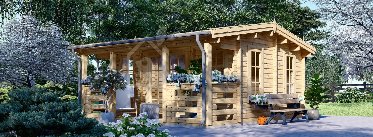 Tuinhuis blokhut ROYAL S (44 mm), 5x5 m, 25 m² visualisatie 1