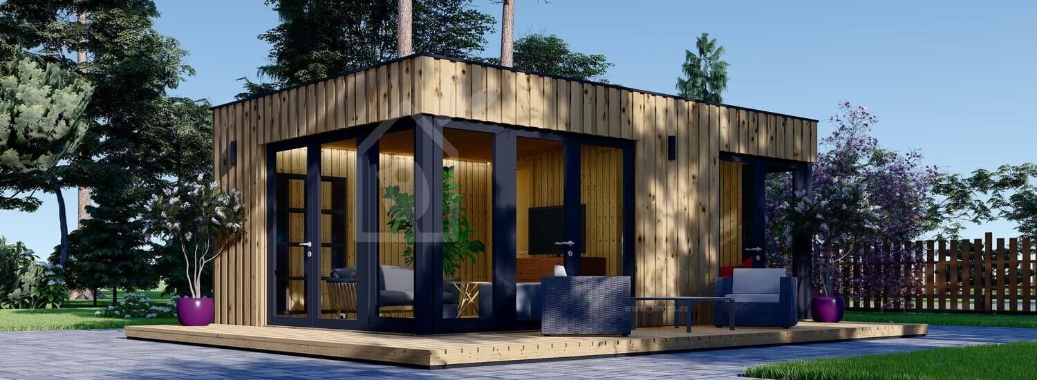 Prefab houten tuinhuis PREMIUM (Geïsoleerd PLUS, SIP panelen), 7,5x4 m, 30 m² visualisatie 1