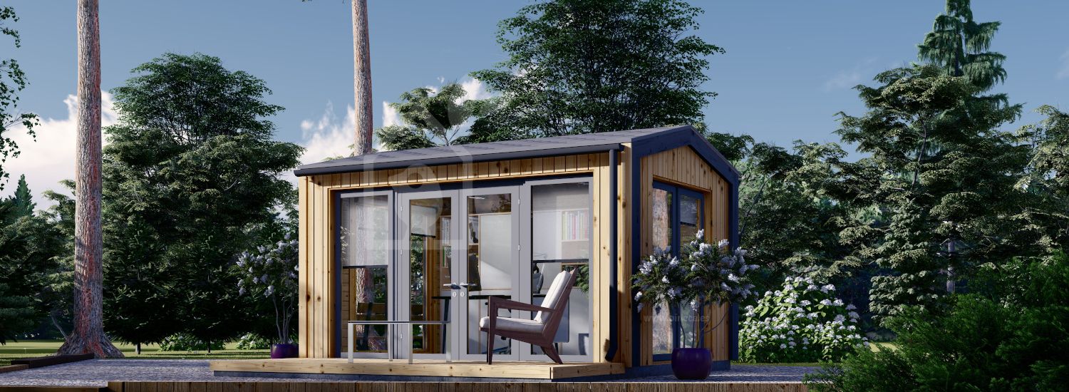 Prefab houten tuinhuis EMMY (34 mm + gevelbekleding), 4x3 m, 12 m² visualisatie 1