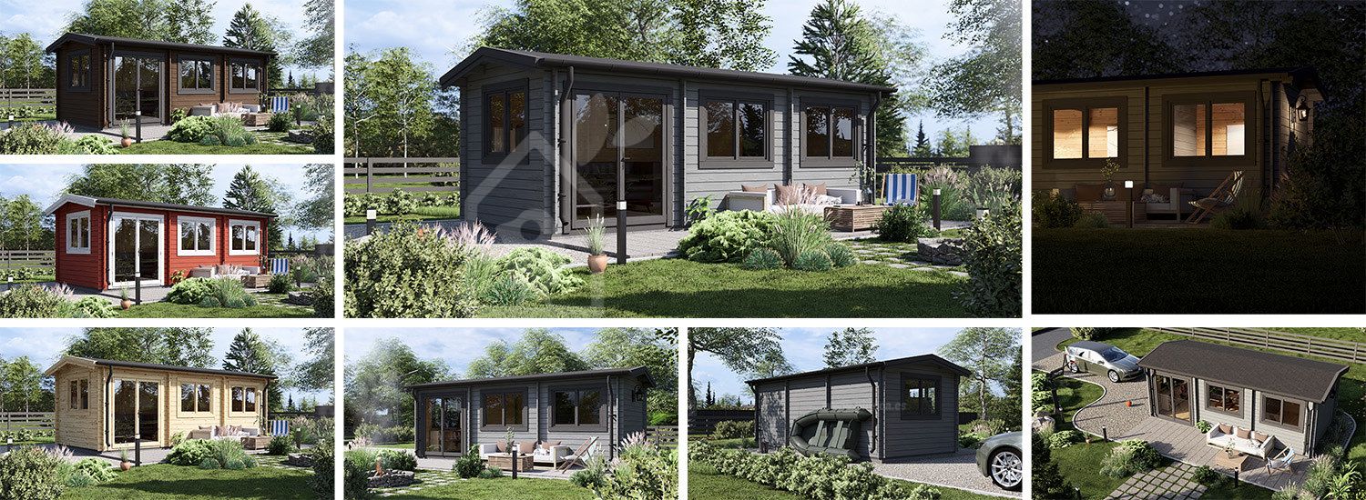 Tuinhuis blokhut ELEONORA (34 mm), 6,6x3 m, 18 m² visualisatie 1