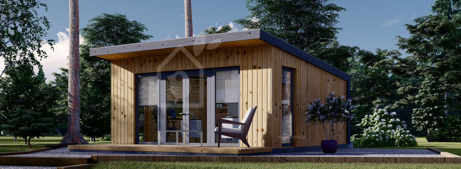 Prefab houten tuinhuis EVELIN (Geïsoleerd, 34 mm + gevelbekleding), 5x5 m, 25 m² visualisatie 1