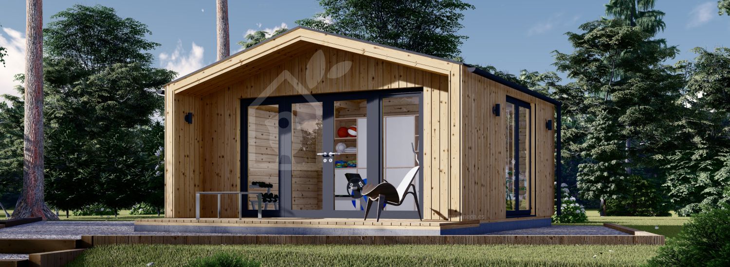 Prefab houten tuinhuis PIA (Geïsoleerd, 34 mm + gevelbekleding), 5x4 m, 20 m² visualisatie 1