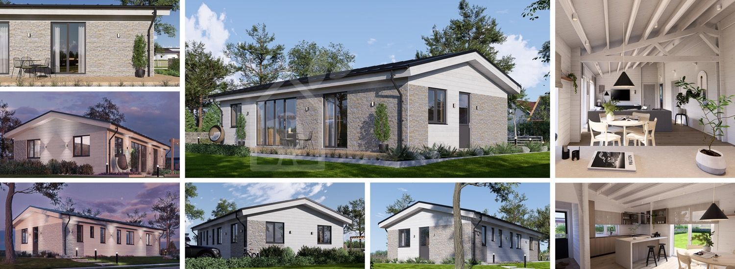 Houten prefab woning JULIA BBL PV (Geïsoleerd, Bbl), 95 m² visualisatie 1