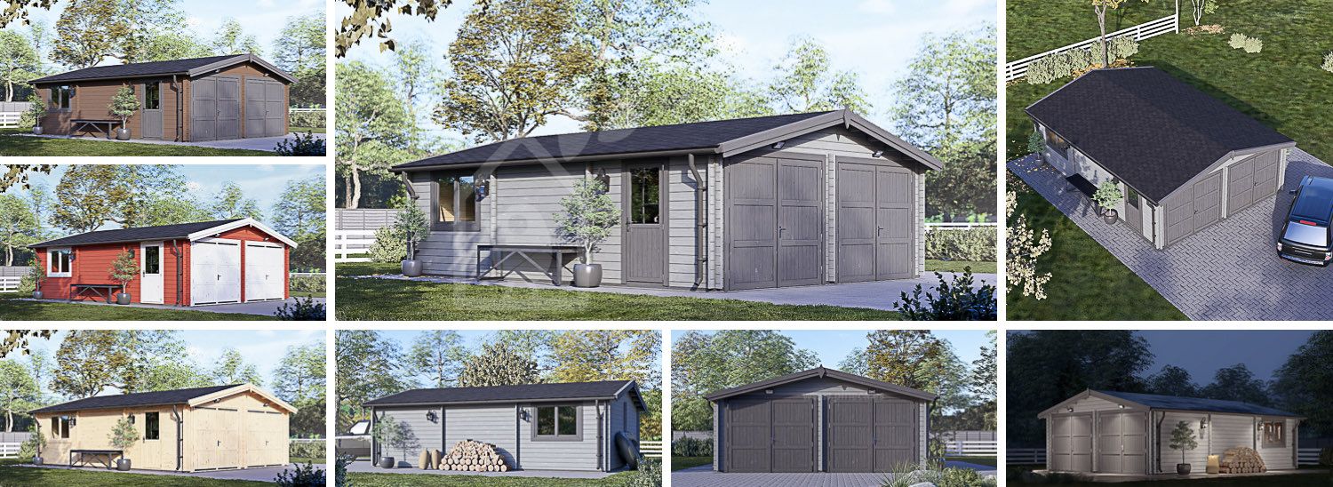 Dubbele houten garage CLASSIC DUO (44 mm), 6x8 m, 48 m² visualisatie 1