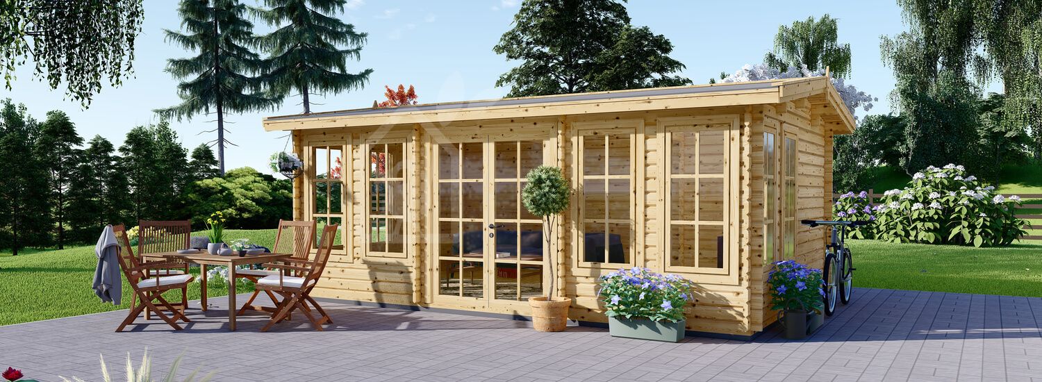 Tuinhuis blokhut DEVON (Geïsoleerd, 44+44 mm), 6x4 m, 24 m² visualisatie 1