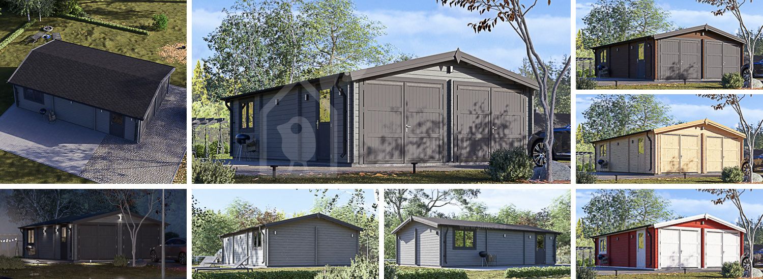 Dubbele houten garage CLASSIC DUO (44 mm), 6x9 m, 54 m² visualisatie 1
