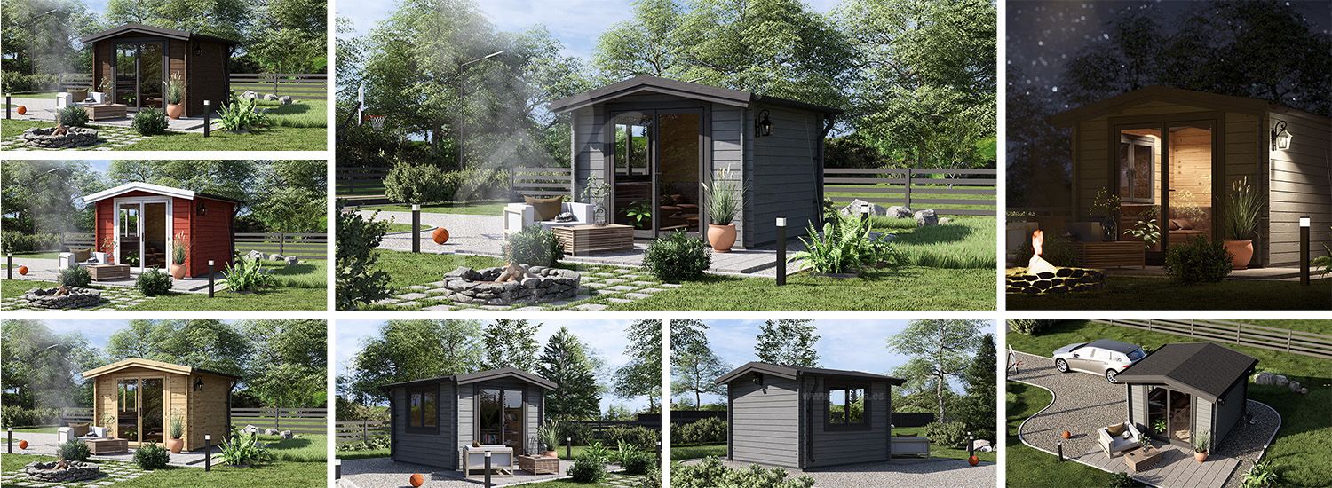 Tuinhuis blokhut ADAM (34 mm), 3x3 m, 9 m² visualisatie 1
