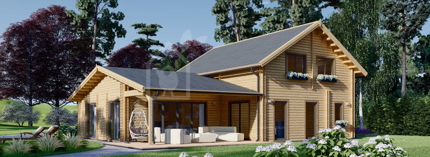 Houten huis DARLA (Geïsoleerd PLUS, 44+44 mm), 180 m² visualisatie 1