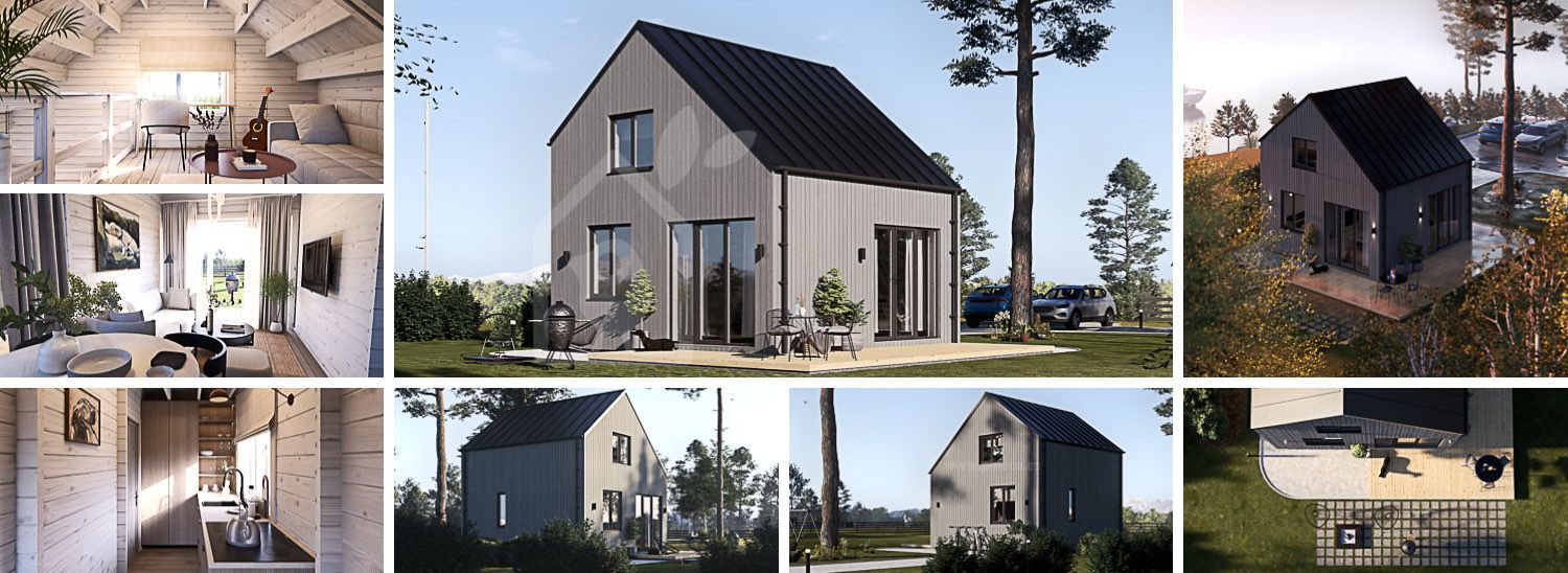 Houten huis SELIA RV (Geïsoleerd, Bbl), 44 m² visualisatie 1