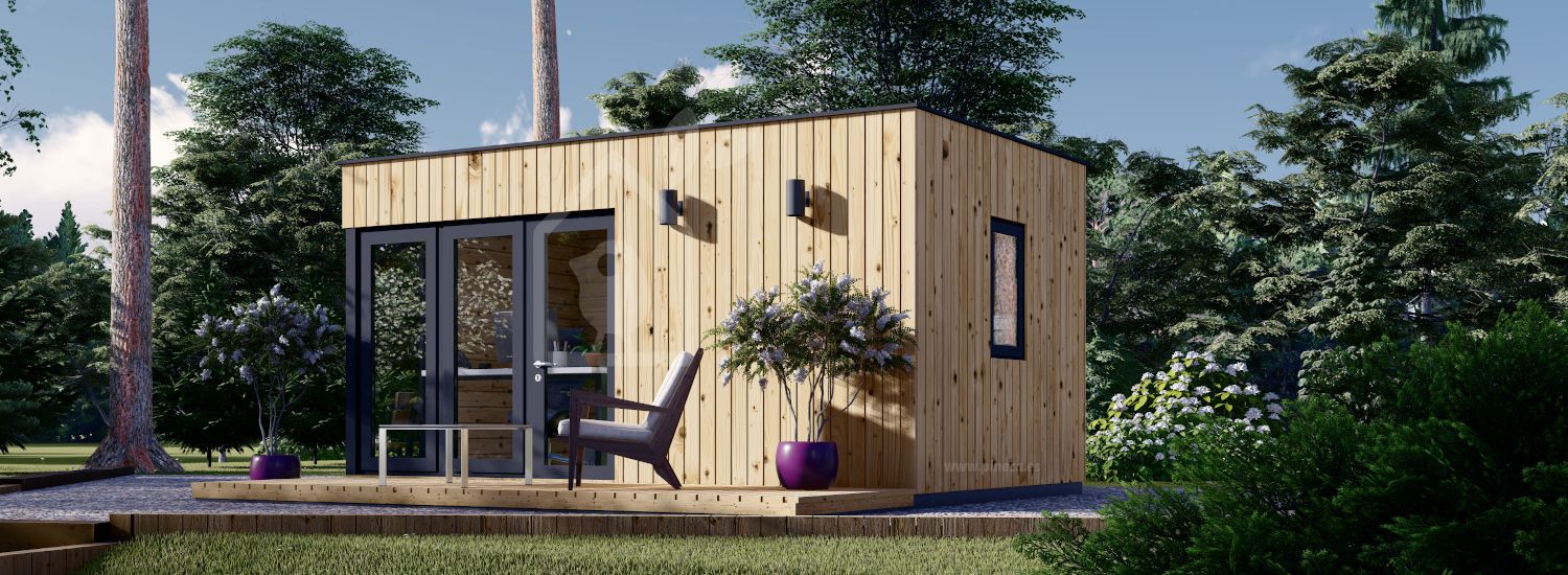 Tuinkantoor PREMIUM (Geïsoleerd PLUS, 34 mm + gevelbekleding), 5x3 m, 15 m² visualisatie 1