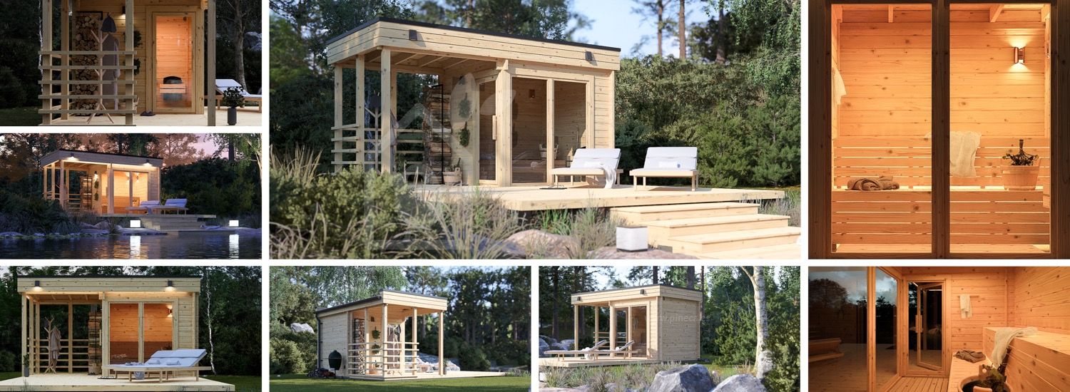 Buitensauna FREJA (44 mm), 4.5x2.5 m, 4.85 m² visualisatie 1