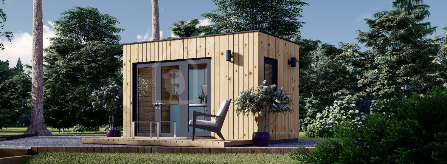 Tuinkantoor PREMIUM S (Geïsoleerd PLUS, 34 mm + gevelbekleding), 4,1x2,4 m, 10 m² visualisatie 1