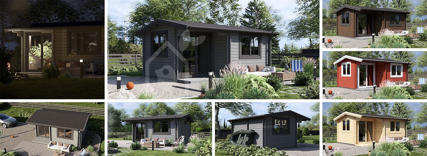 Tuinhuis blokhut OSLO (44 mm), 5x4 m, 20 m² visualisatie 1