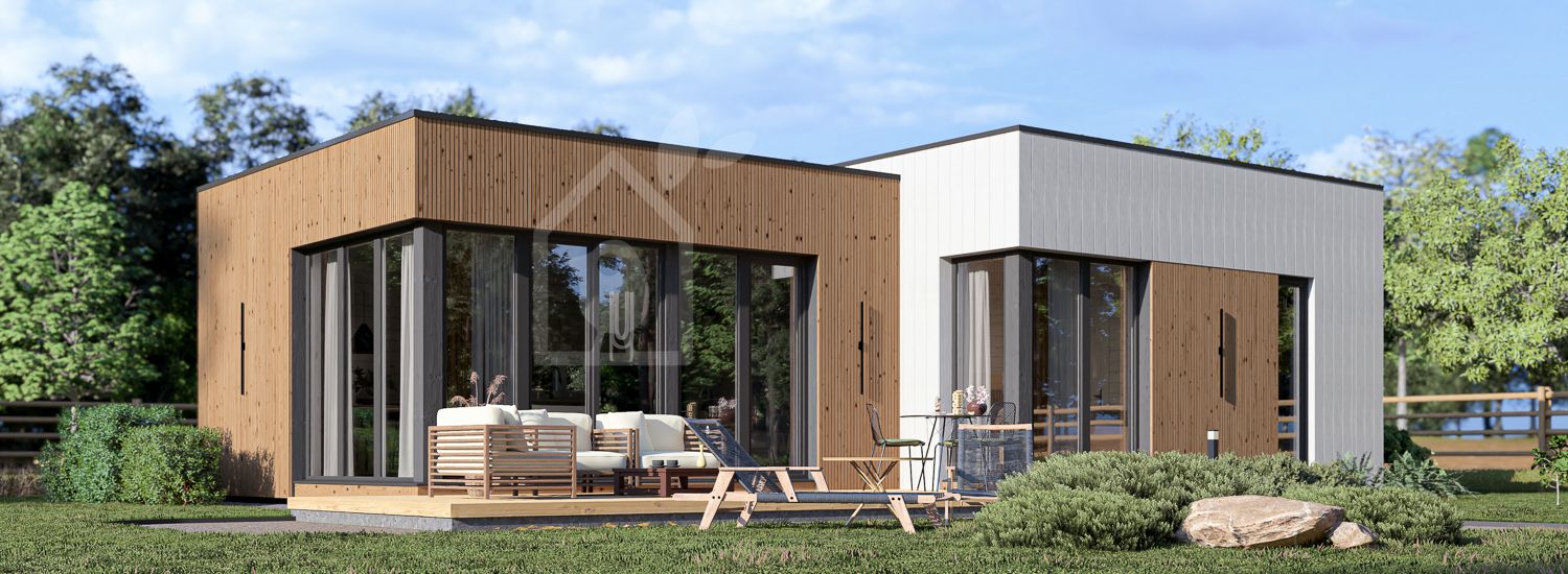 Houten prefab woning MALLY PV (Geïsoleerd, Bbl), 70 m² visualisatie 1