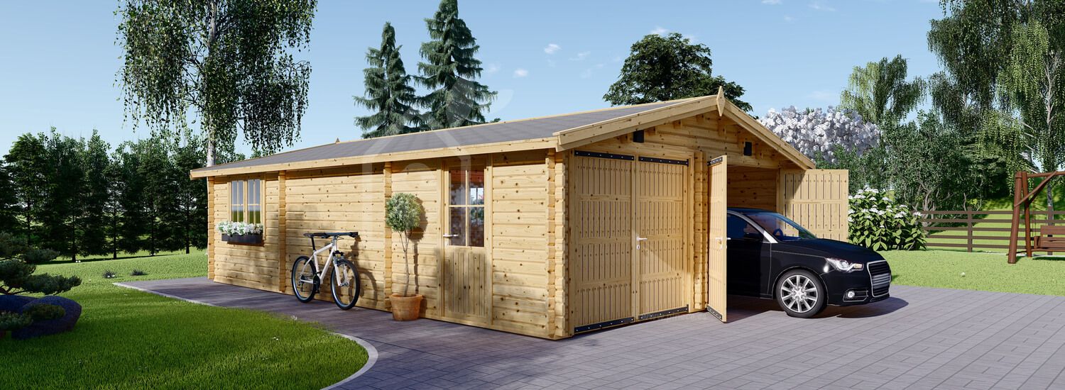 Dubbele houten garage CLASSIC DUO (44 mm), 6x9 m, 54 m² visualisatie 1