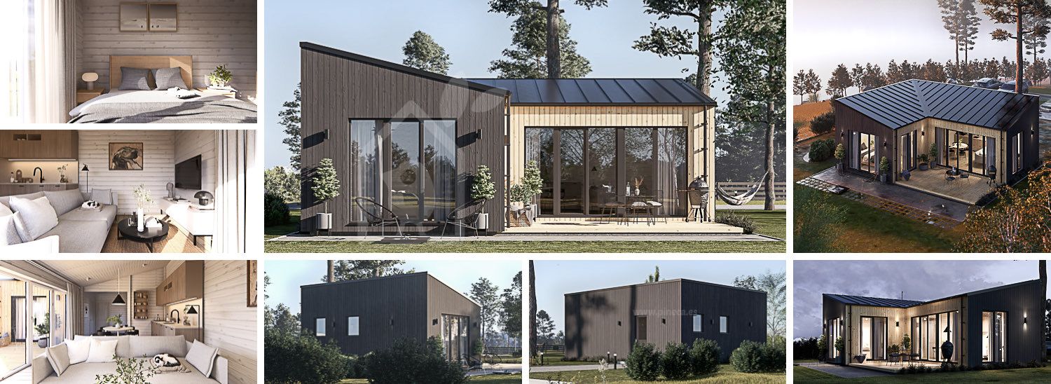 Houten huis GINNY RV (Geïsoleerd, Bbl), 49 m² visualisatie 1