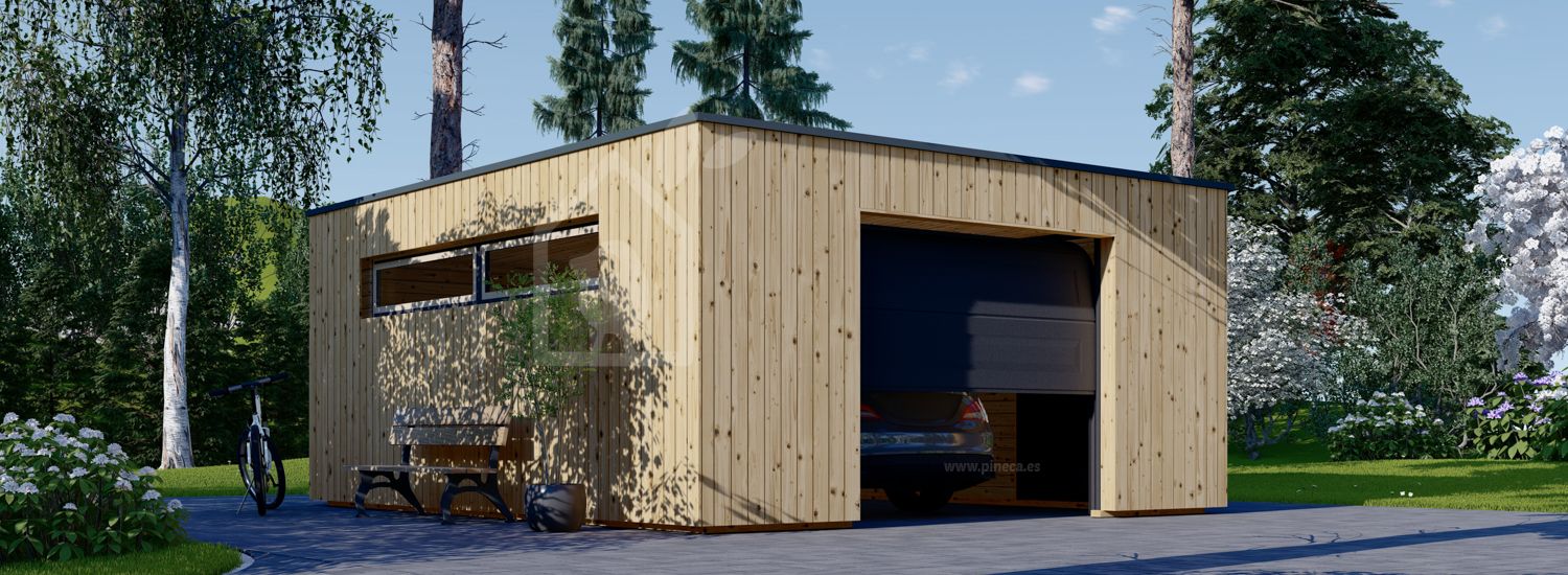 Houten garage SILVIA F (34 mm + gevelbekleding), 5x6 m, 30 m² visualisatie 1