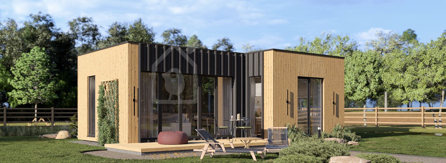 Houten huis LUCIA 1 RV (Geïsoleerd, Bbl), 57 m² visualisatie 1